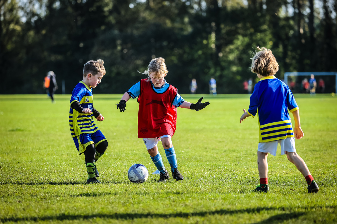 Young players training on the pitch
